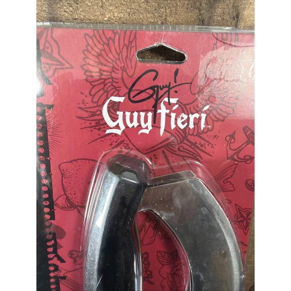 Guy Fieri Hand Held Double Blade Food Chopper Mezzaluna‎ Salad Herb Knife Black